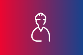 Single line drawing of a person wearing a hard hat in operations jobs